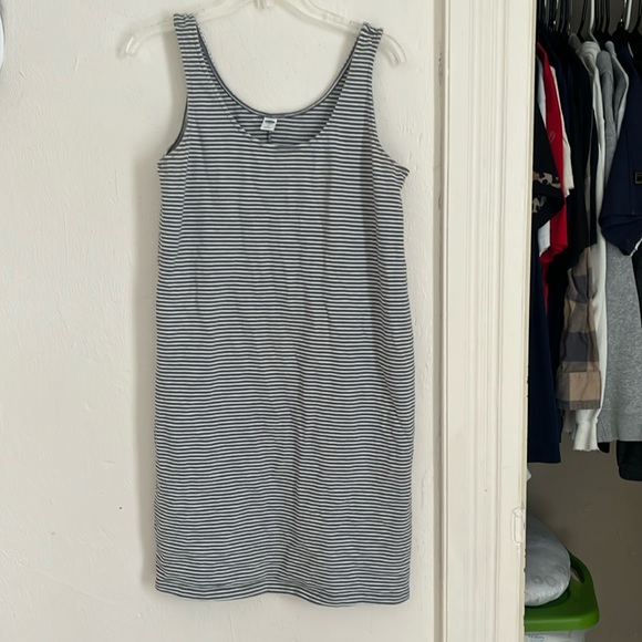 Women’s large Old Navy striped tank top short dress gray and white - Picture 1 of 4